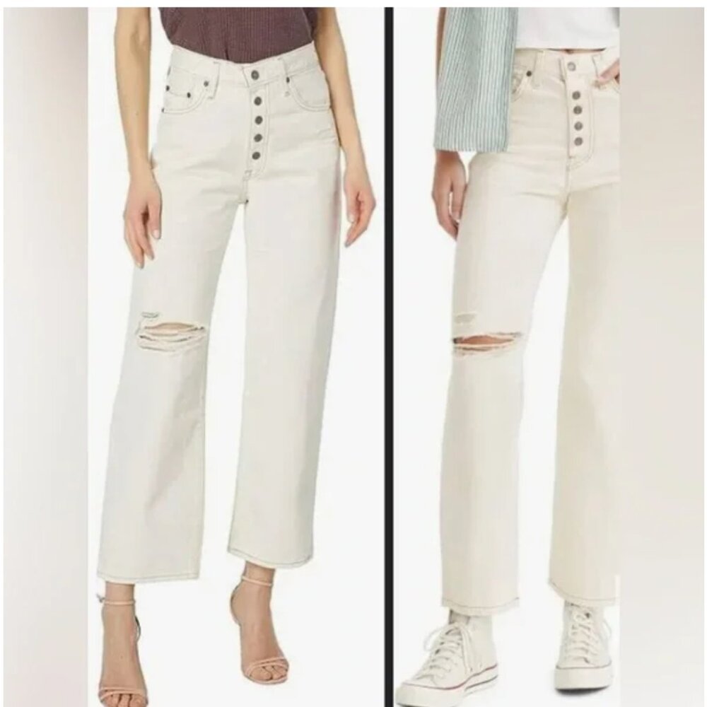 Levi's Rib Cage Distressed Straight Ankle Jeans